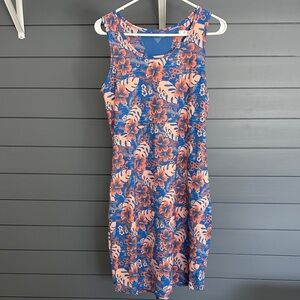 Floral Sleeveless Mini Dress - Blue and Pink